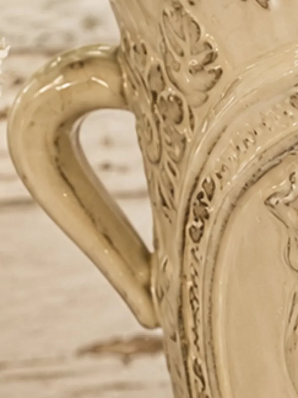 Vintage Collectible Ceramic Embossed Rooster and Country Floral Pattern Planter